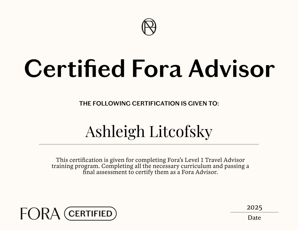 Ashleigh Travel Advisor Certification