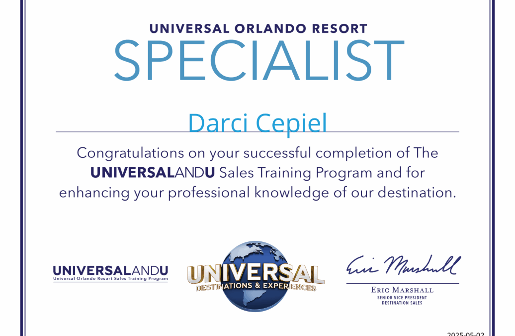 Universal Orlando Certification Darci
