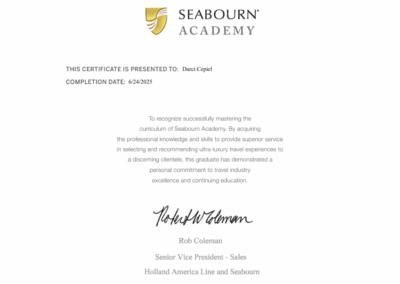 Seabourn Certificate
