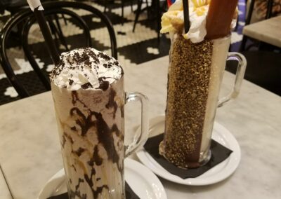 Sugar factory oreo milkshake and candy milkshake